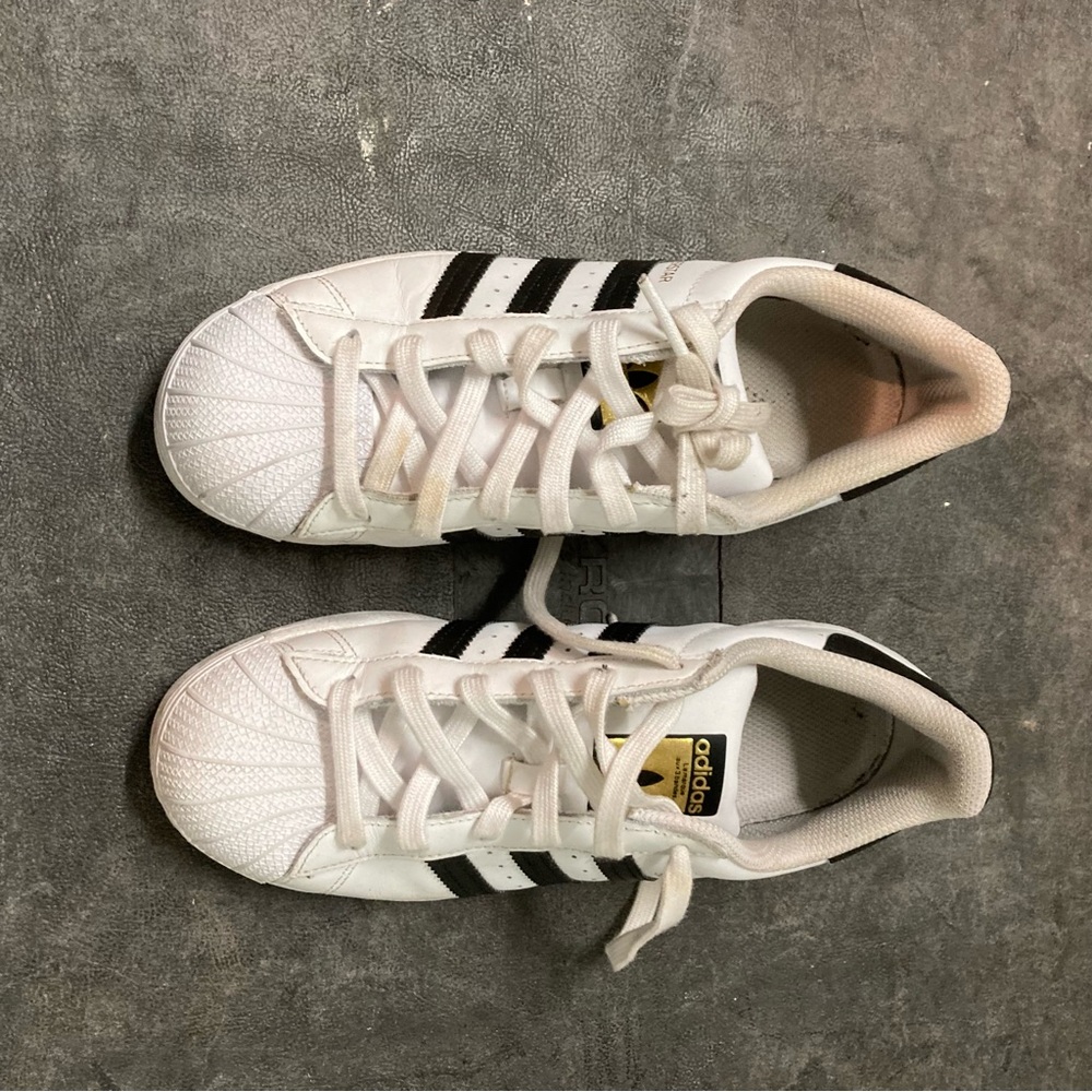 adidas Kids White Sneakers with Black Stripes
